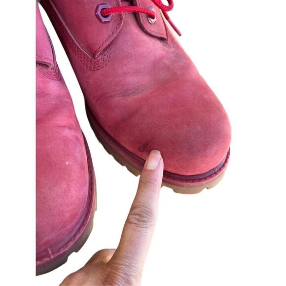 Timberland Men's Size 9M Premium 6" WP Red Nubuck Leather Work Hiking Boots - Picture 5 of 15